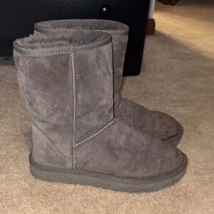 UGG Gray Suede Boots with Logo